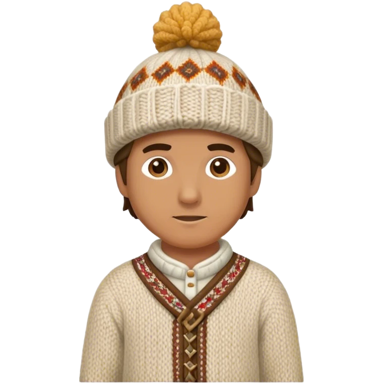 man in traditional northern outfit and knited hat full scale standing emoji