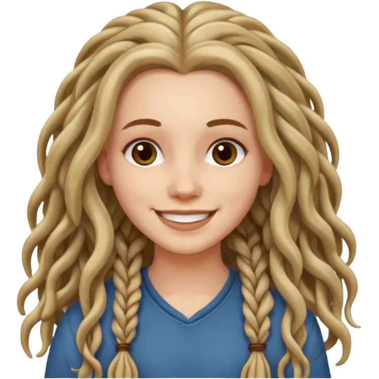white girl with long wavy hair,  just some are dreadlocks  emoji