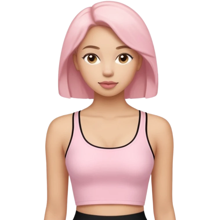 tight light pink cropped cami on a woman, very fitted, minimal, clean, fashion emoji