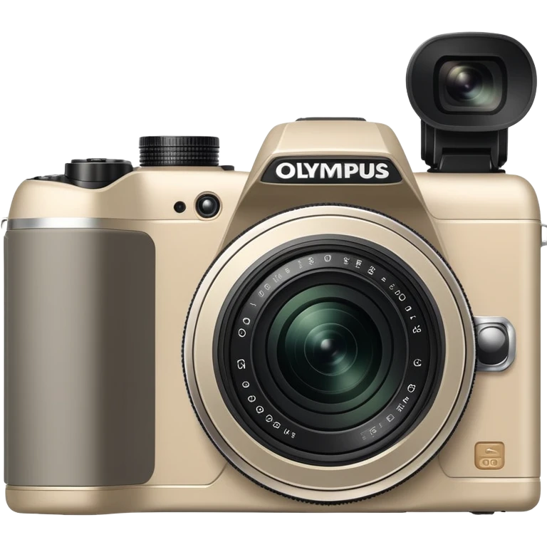 Extremely abstract Olympus Superzoom 70G camera, grayish-beige color, just the silhouette outline with no internal details emoji