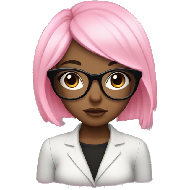 girl with pink glasses and black hair with curtain bangs with long lashes emoji