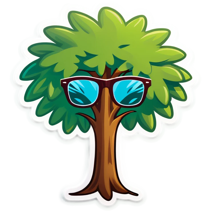 Tree with glasses and hair  emoji