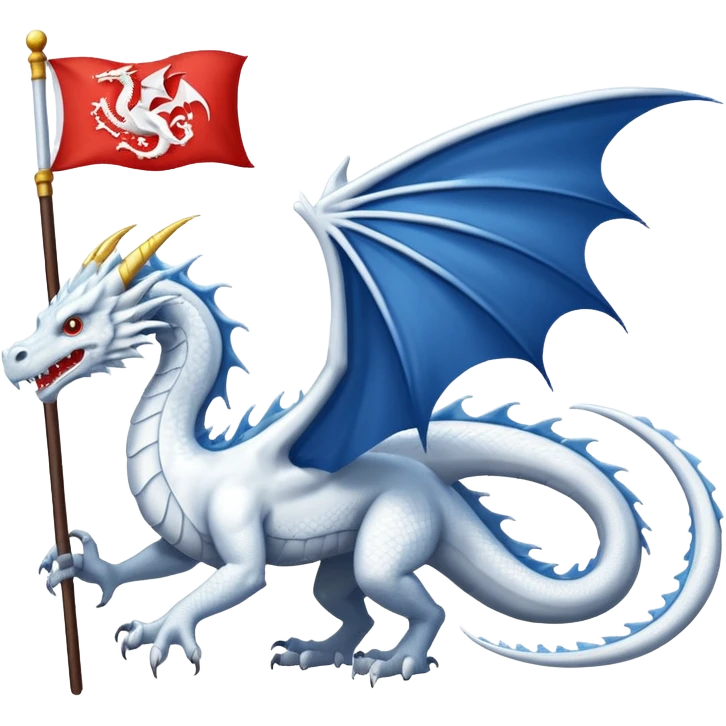 Create a flag with a red background and a white dragon like the red dragon of the welsh flag emoji