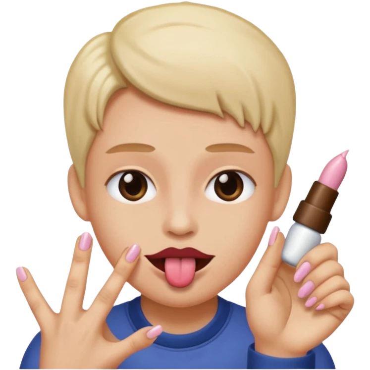An emoji with 🌚 nails pookie and tongue emoji