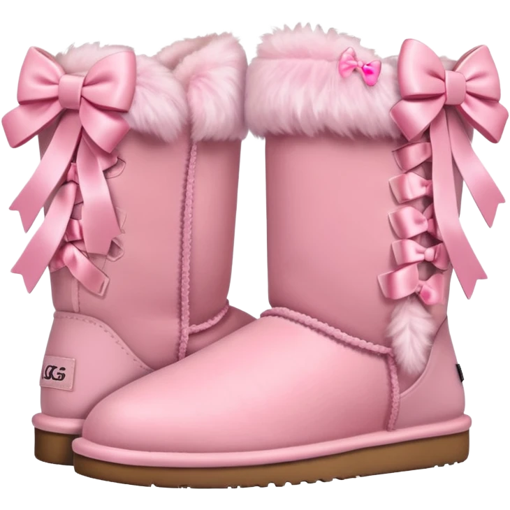 realistic pastel pink uggs with bows on the back emoji
