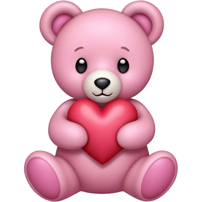 A pink teddy with a heart  emoji