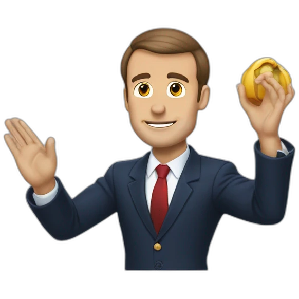 Macron qui se sert la main avec Marine lepene emoji