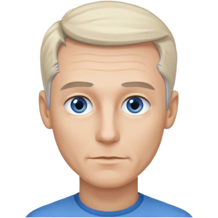 Avatar pic male gray hair blue eyes clean shaven blonde eyebrows high cheekbones emoji
