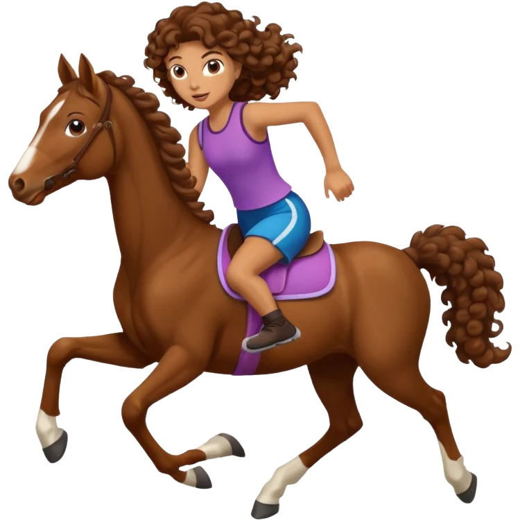  curly tailhorse brown hair girl running emoji