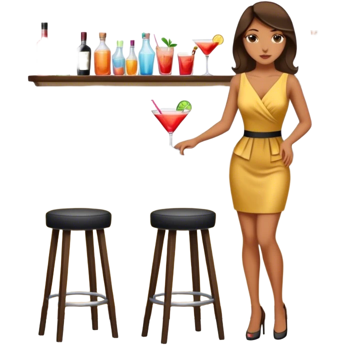Woman standing by bar stool emoji
