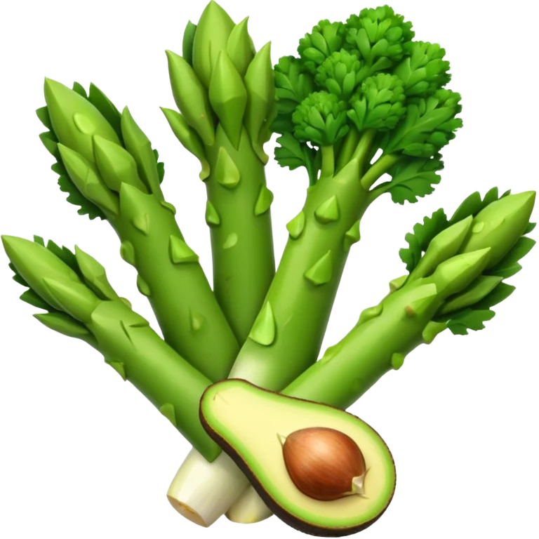 asparagus,avocado, broccoli, garlic emoji