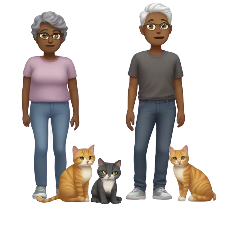 middle aged non binary person with 3 cats emoji