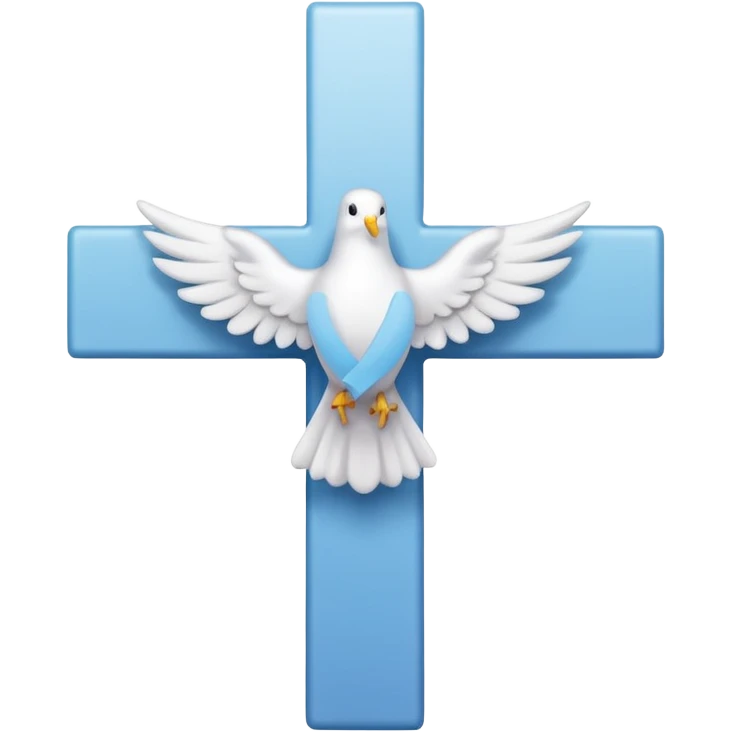 Dove outline infront of a cross emoji