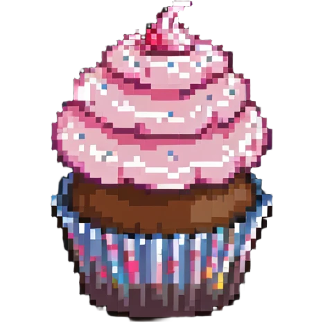 cupcake with pink icing, simple design emoji