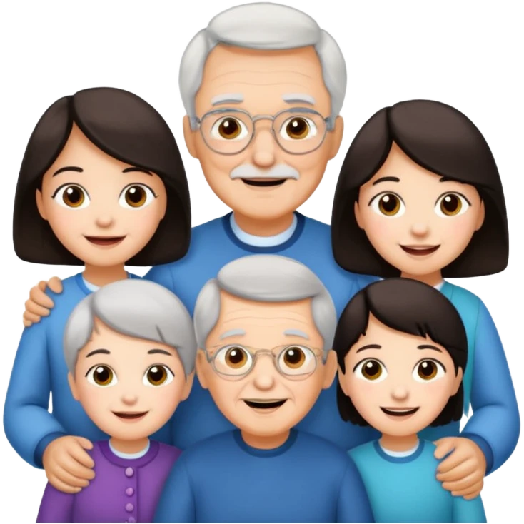 All white grandma and grandpa with 2 girls and 2 boys. The kids should have dark hair emoji
