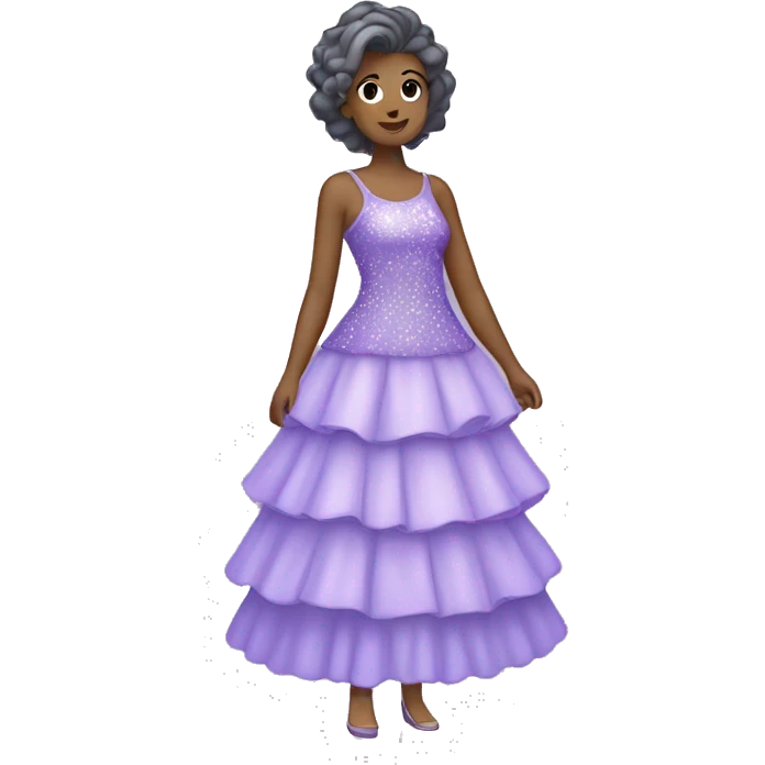 A lavender purple tiered sparkly dress. The layers should be slightly different shades of lavender and should be long  emoji