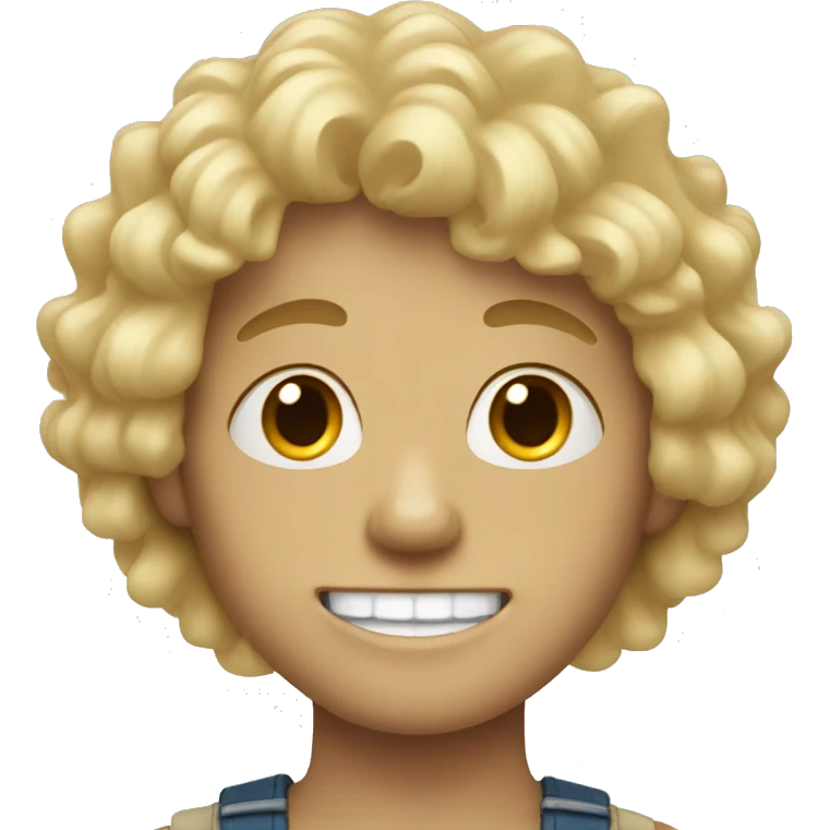 blonde boy with fluffy hair and braces  emoji
