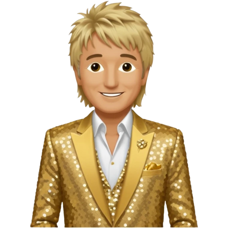 Rod Stewart with gold sequin suit jacket emoji