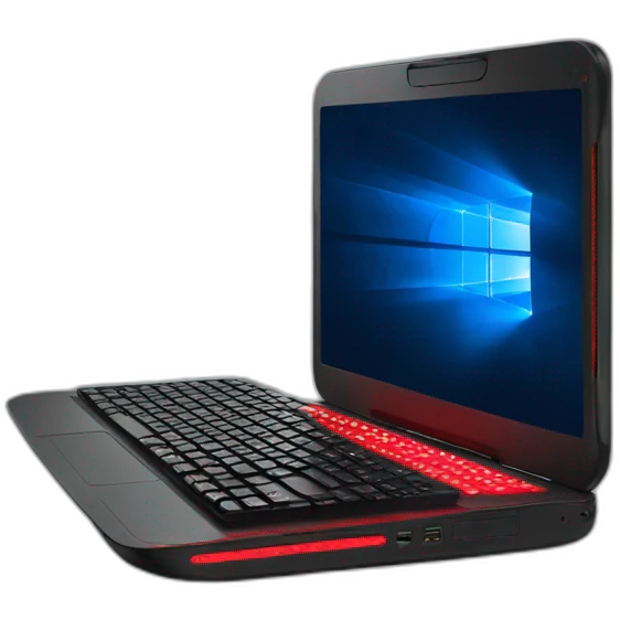 portable pc with red led keyboard emoji
