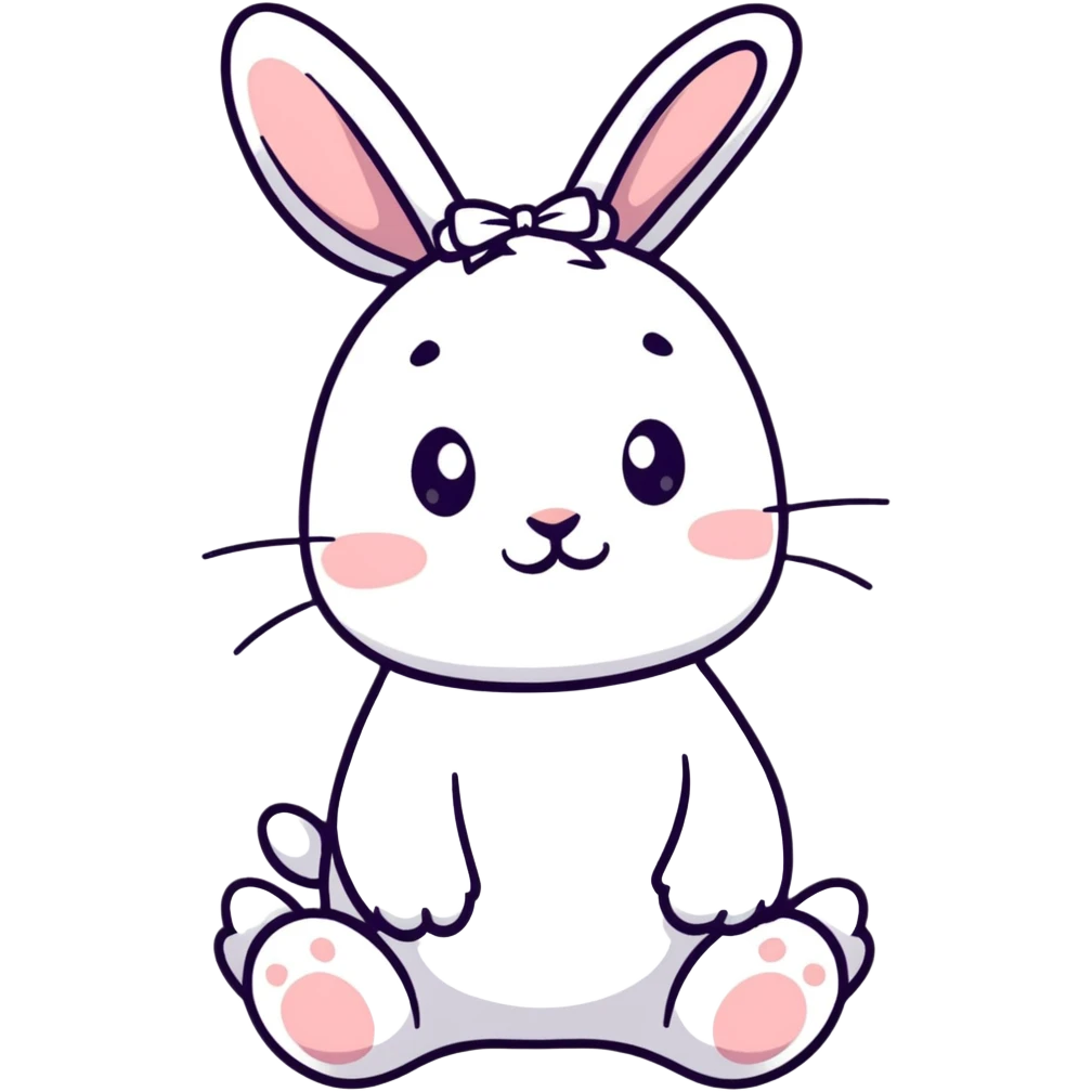 adorable bunny rabbit with pretty bow, playful emoji
