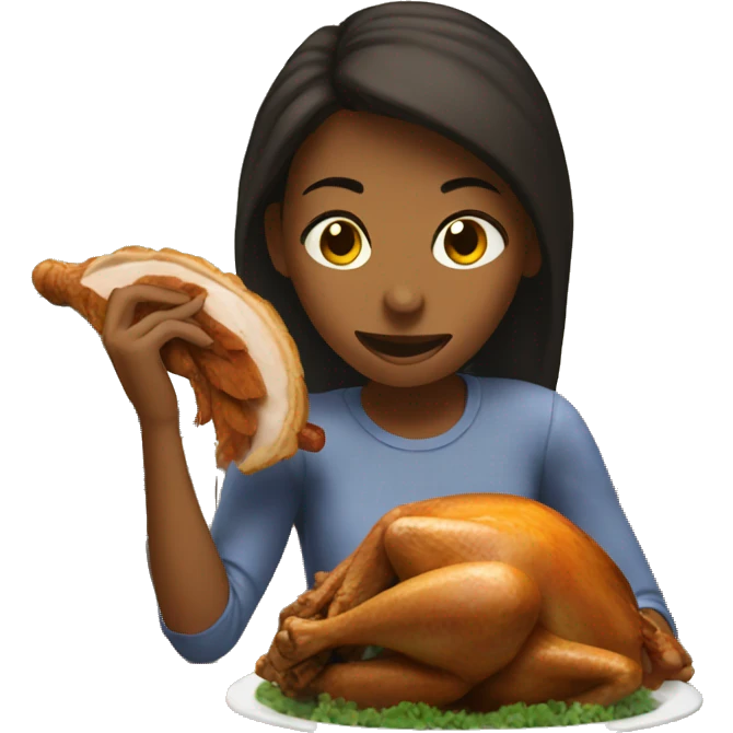 Girl eating a turkey arm emoji