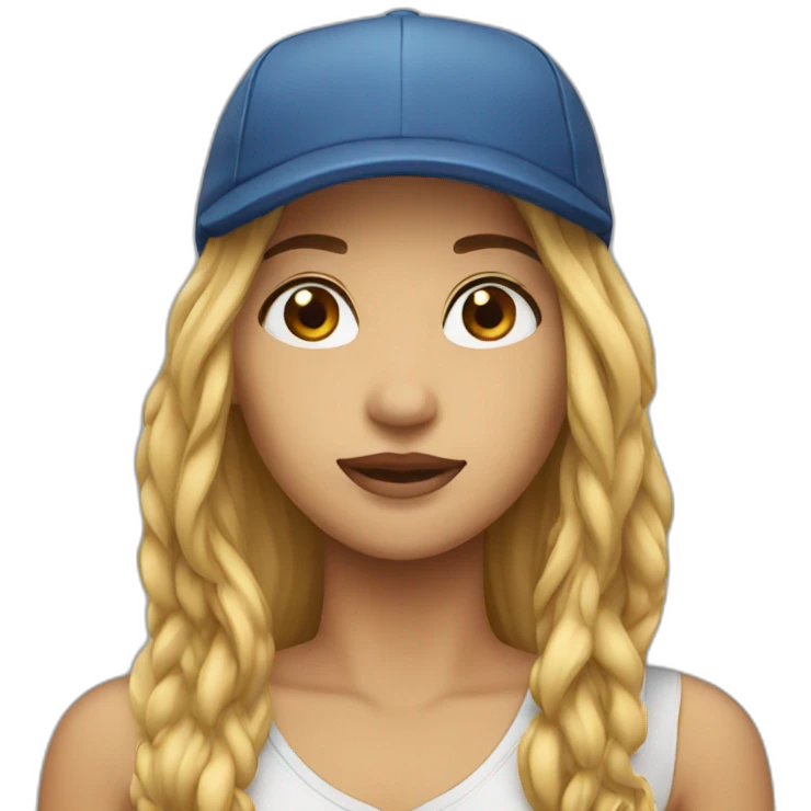woman long hair with cap emoji