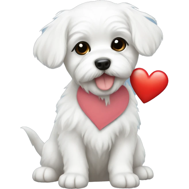Maltese puppy with heart emoji