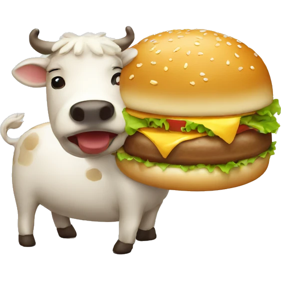 Veal eating hamburger emoji