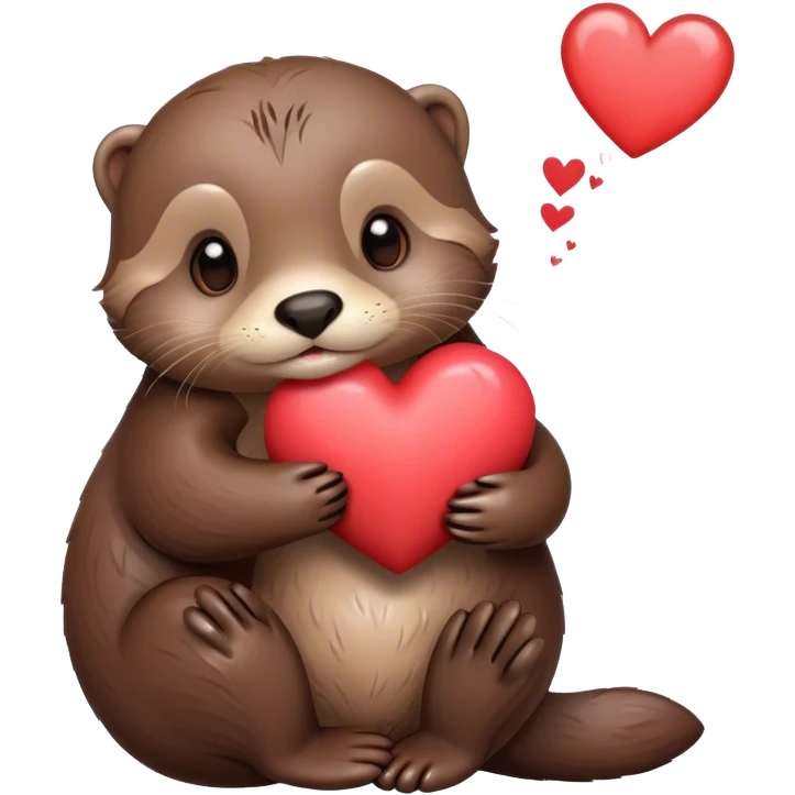 Cute little otter hugging a heart  emoji