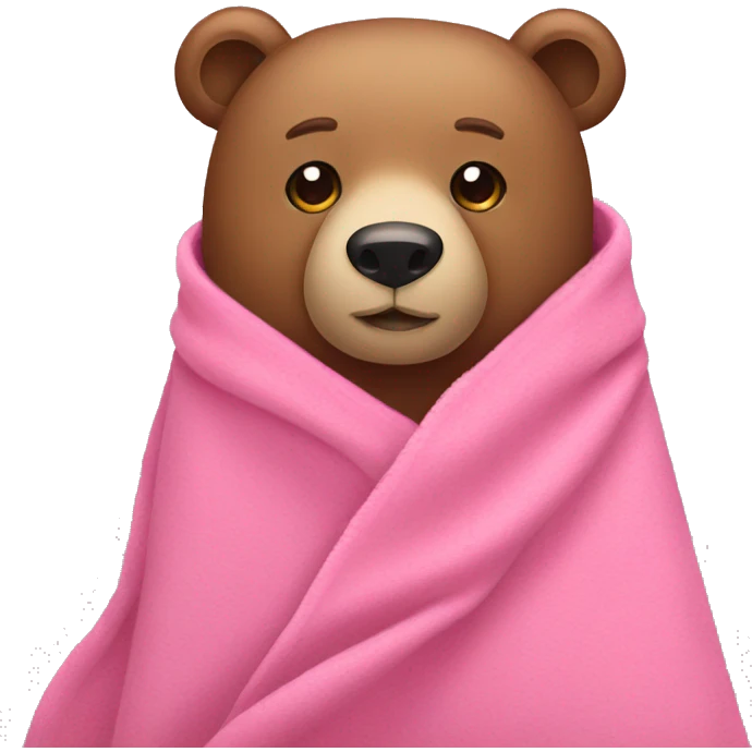 Bear wearing a pink blanket emoji