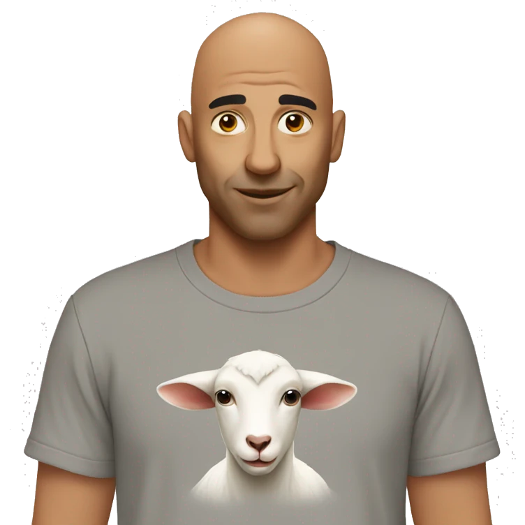 Bald man with goat tee emoji