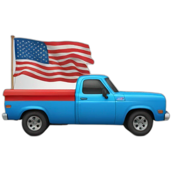 Un pickup avec un drapeau américain  emoji