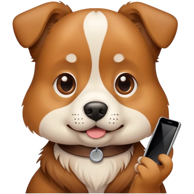 Dog with mobile emoji