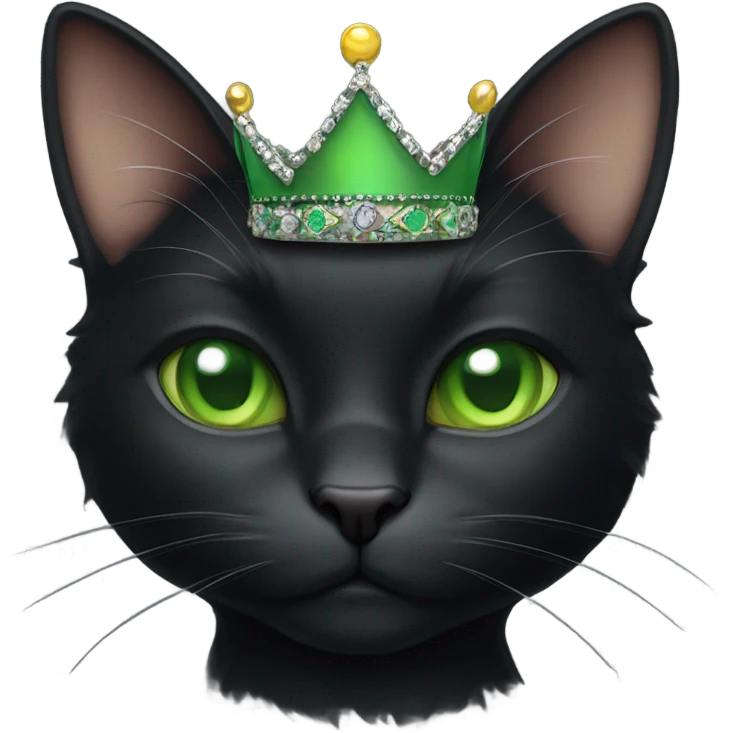 Black Cat wearing a crown green eyes  emoji