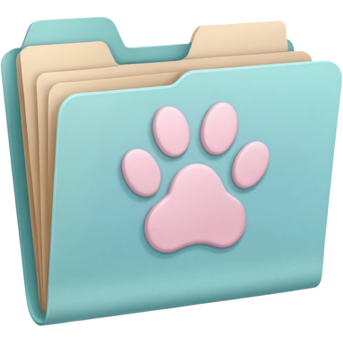 a pastel folder of documents with a pawprint on it emoji