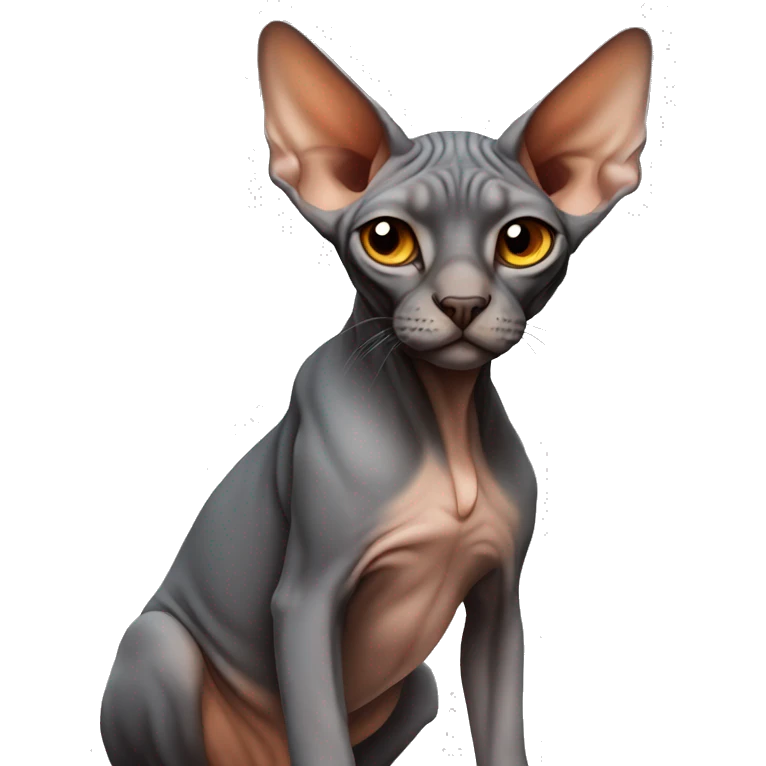 Sphynx full body dark-grey-brown-colour orange-snout  emoji