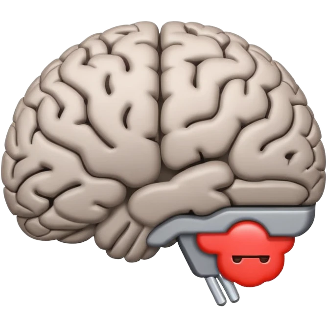 A simple emoji of a brain with a horizontal loading bar underneath, partially filled, flat emoji style, bold outline, minimal details emoji