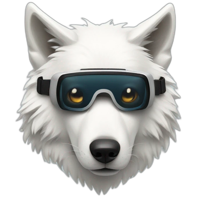 white wolf wearing vr headset emoji