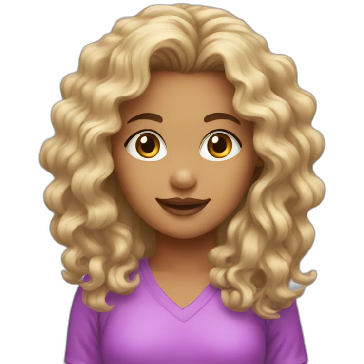 Pompon girl with long and wavy hair emoji