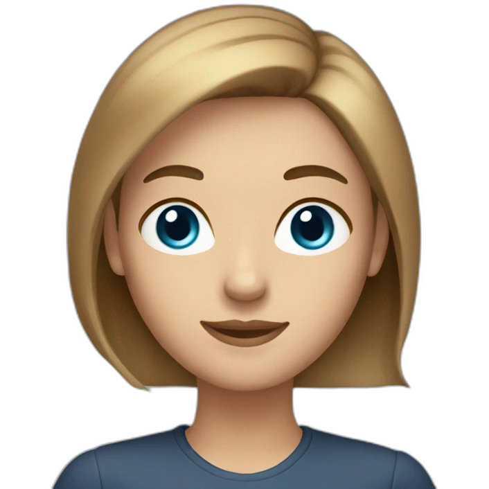 woman grading light brown hair, blue eyes emoji