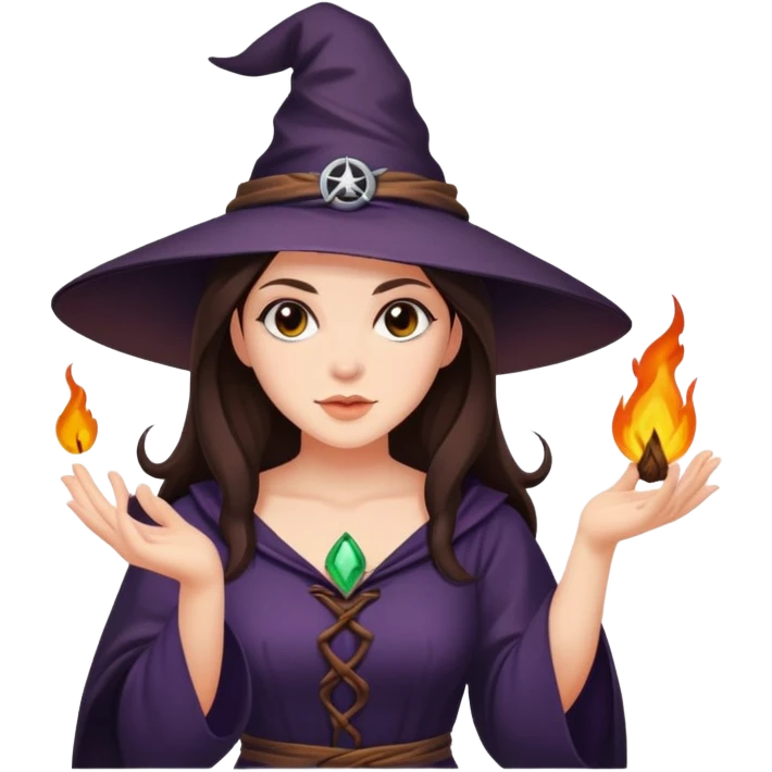 Beautiful brunette doing Witch craft emoji