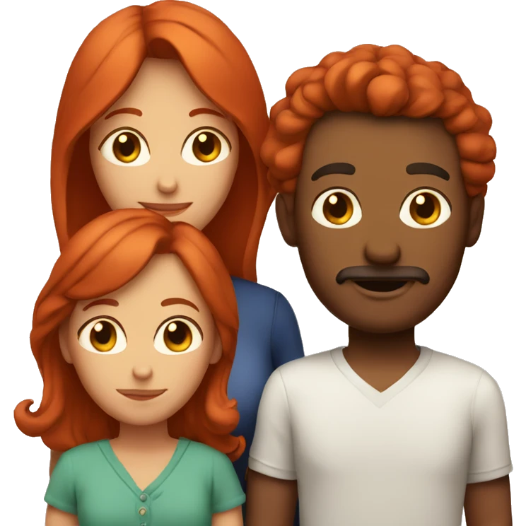 Mom + dad + 2 sons + red hair emoji
