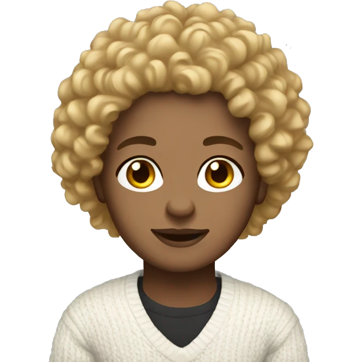 Light skin curly hair with white sweater  emoji