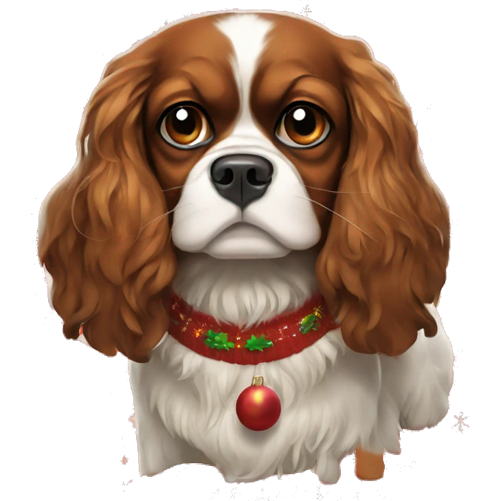 Angry King Charles spaniel in a Christmas sweater  emoji