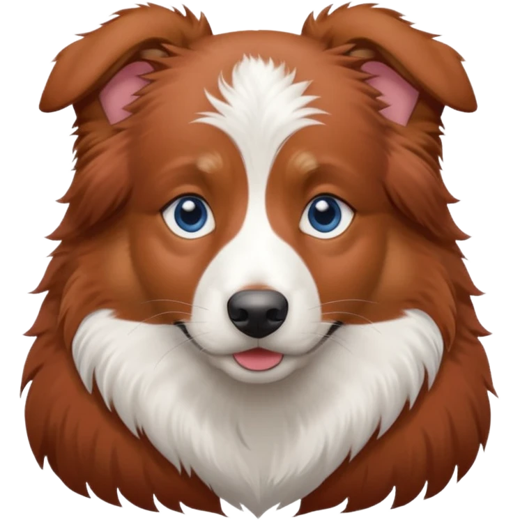 Red tri aussie with white stripe in forehead down the back and blue eyes emoji