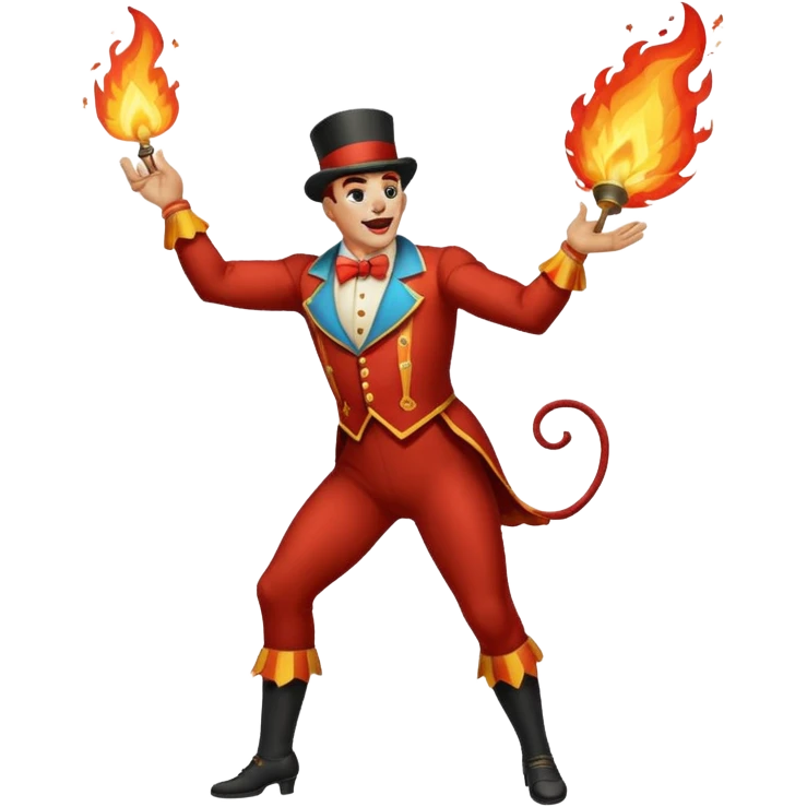 tiger  vintage-circus-performer-spitting-fire full body emoji