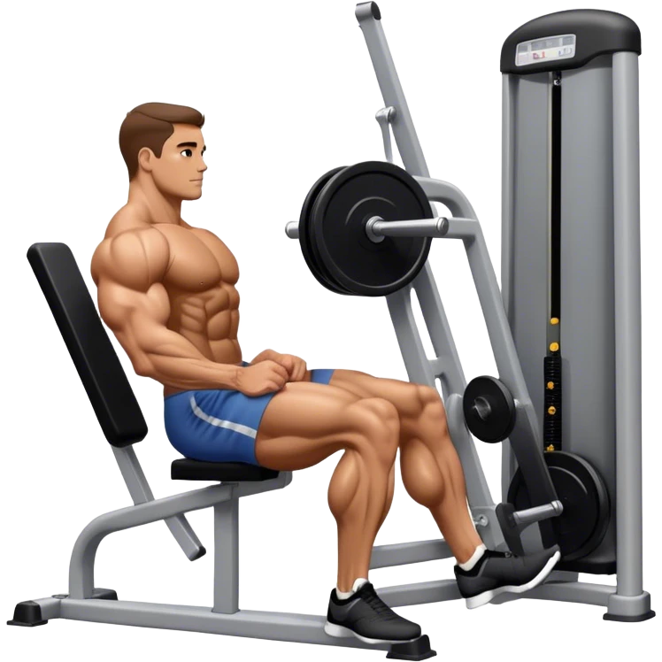 side-view bodybuilder seated weighted calf-raise machine lower leg exercise emoji