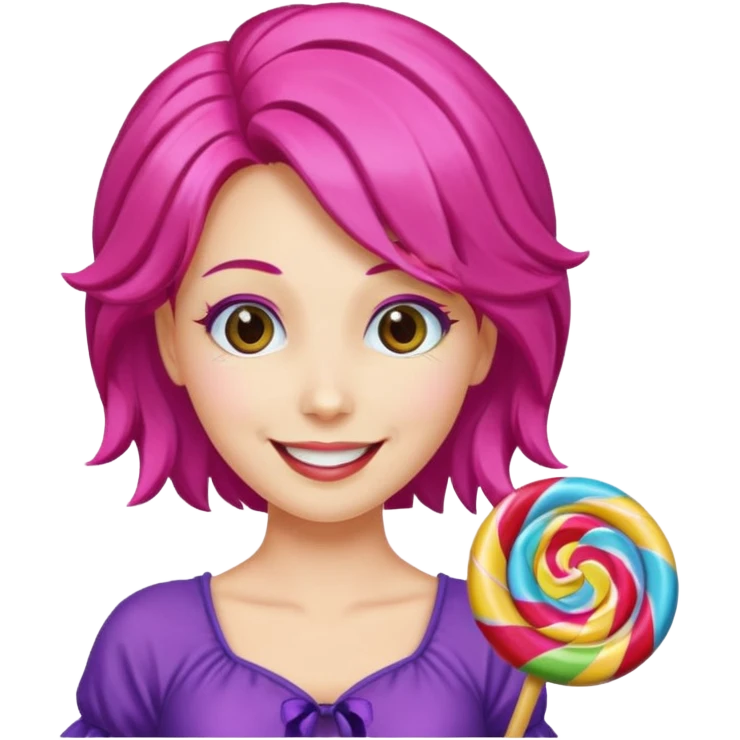 colorful hair woman with candy costume emoji