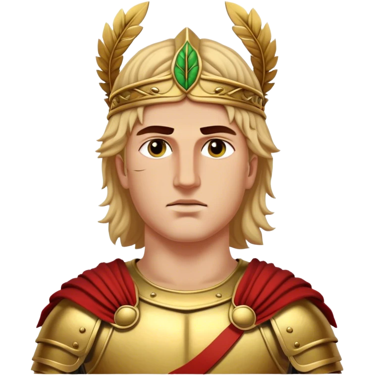 Cinematic Realistic portrait of Alexander the Great, depicted with photorealistic detail as a commanding historical conqueror, featuring sharp, lifelike facial features, meticulously rendered ancient Macedonian armor, and a laurel wreath, illuminated by natural, dramatic lighting that highlights his youthful determination and legendary presence. emoji