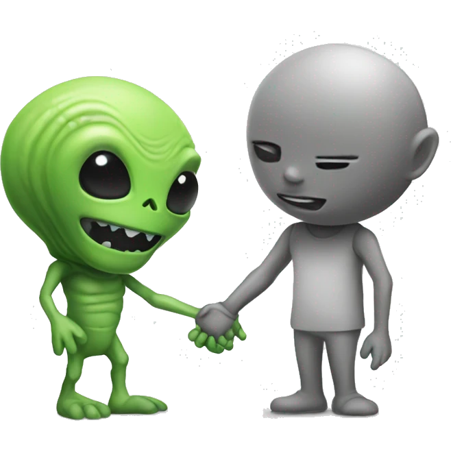 Alien and a human are shaking hands  emoji